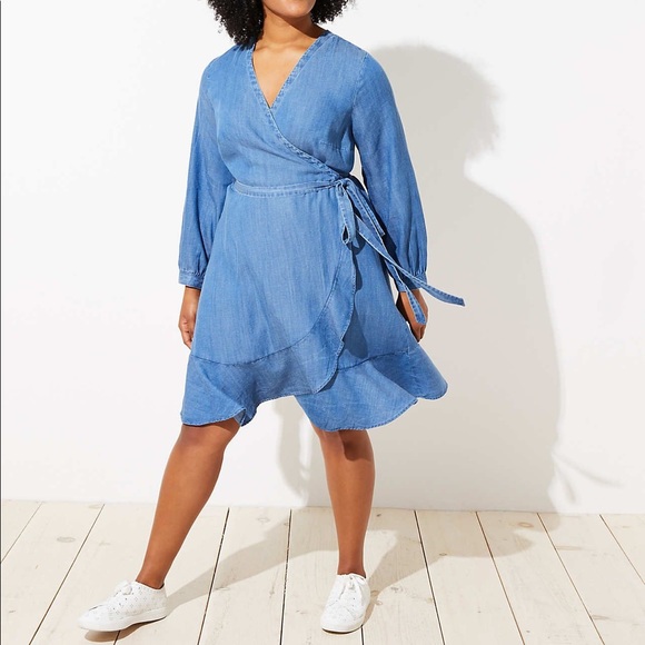 LOFT Dresses & Skirts - Ann Taylor Loft Chambray Wrap Dress
